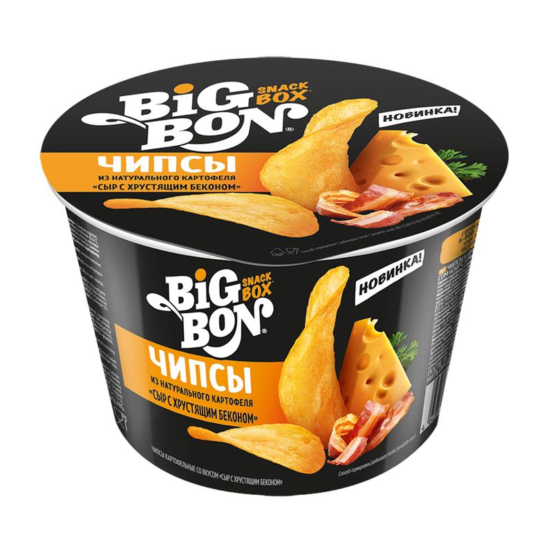 Чипсы "Сыр с хрустящим беконом", BIGBON, 70 г