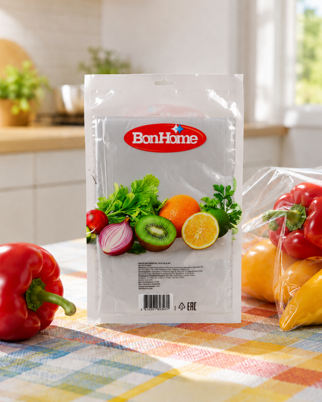 Пакеты для продуктов, BonHome, 35x25 см, 60 шт., в ассортименте