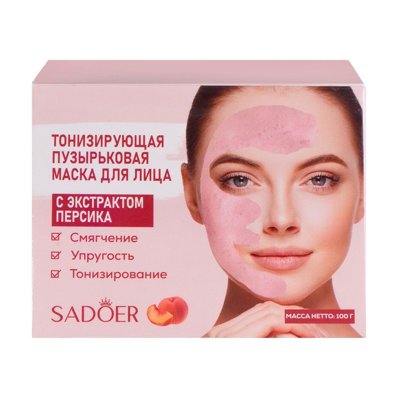 Маска для лица тонизирующая пузырьковая, SADOER, 100 г, в ассортименте