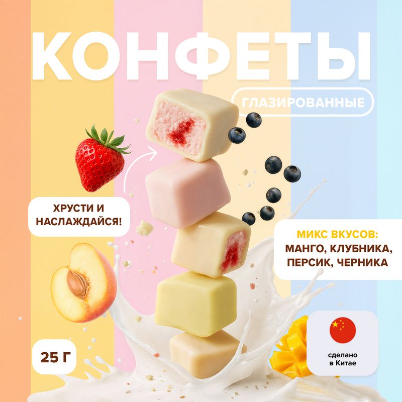 Конфеты глазированные с сублимированной начинкой, 25 г