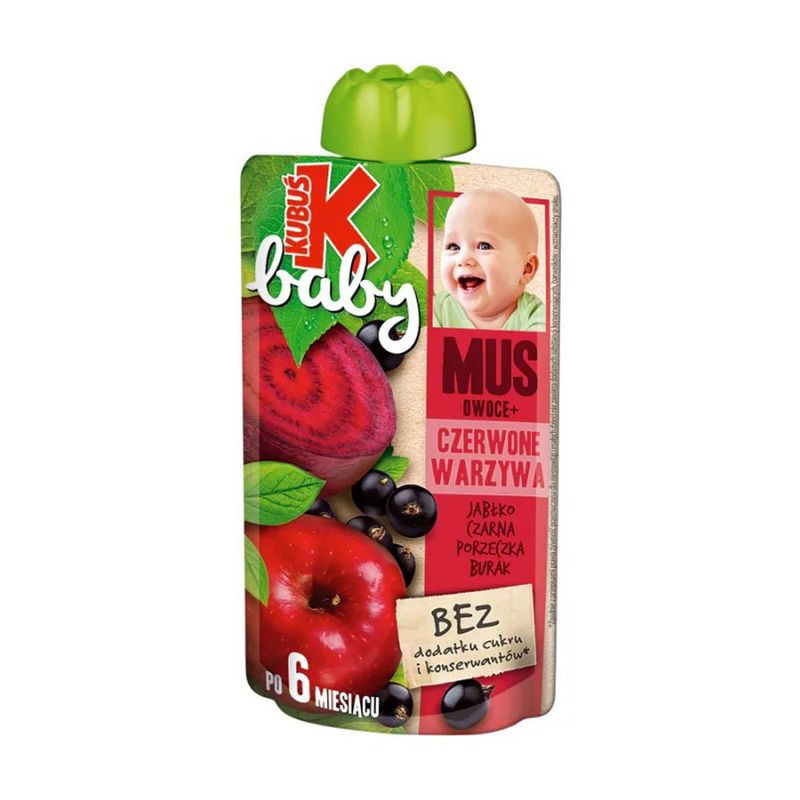 Пюре "Яблоко-смородина-свекла", с 6 месяцев, Kubuš Baby, 100 г