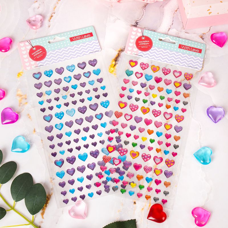 Наклейка "Сердца", With Love, 17,5х9 см, в ассортименте