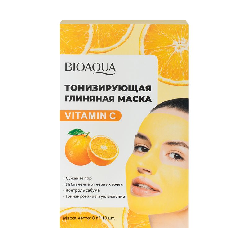 Маска тонизирующая глиняная, BIOAQUA, 10 шт. х 8 г