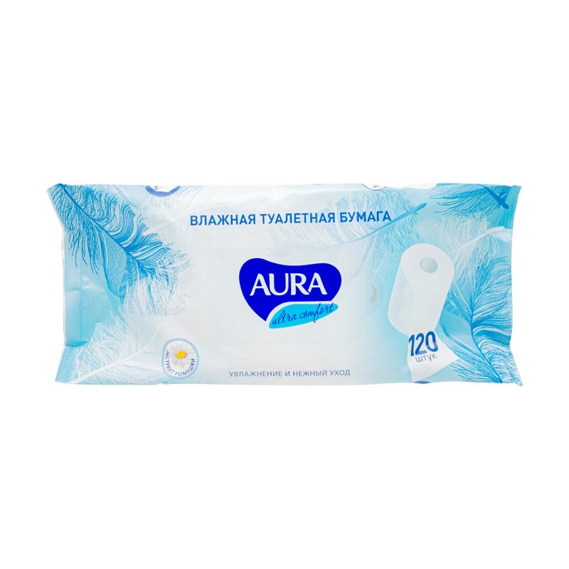 Влажная туалетная бумага "ULTRA COMFORT", AURA, 120 шт.