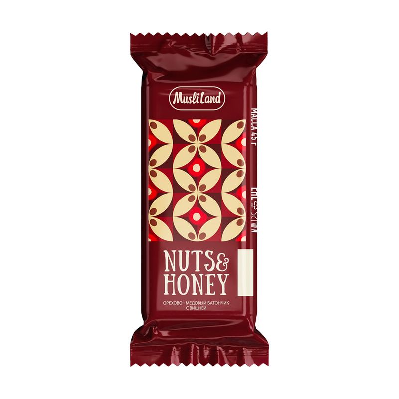 Орехово-медовый батончик «Nuts&Honey», Musliland, 45 г, в ассортименте