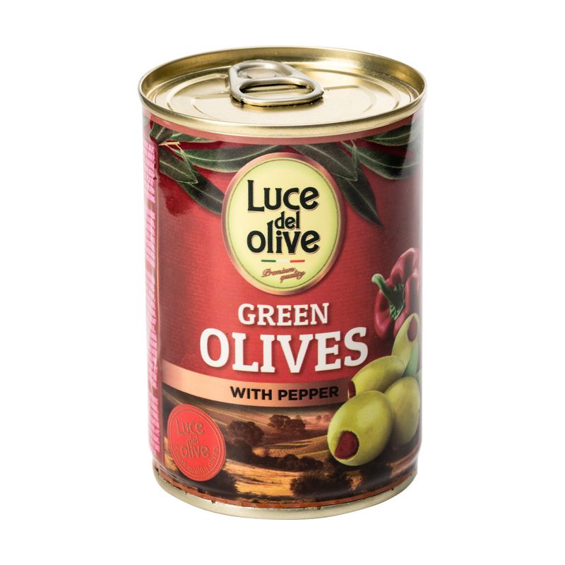Оливки зеленые Luce del Olive, с паприкой, 280 г