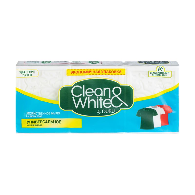 Мыло хозяйственное Clean & White, DURU, 3 шт. х 110 г