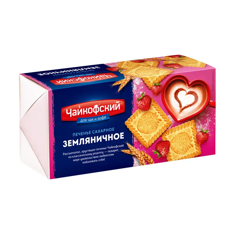 Печенье сахарное "Земляничное", Чайкофский, 100 г