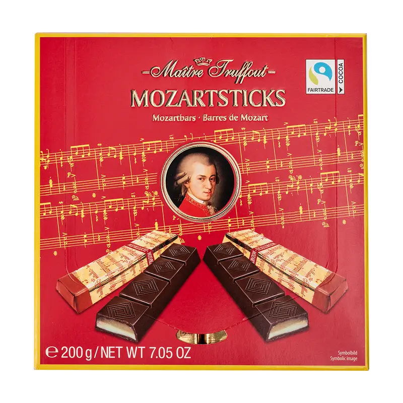 Тёмный шоколад с марципаном, Mozartsticks, 200 г