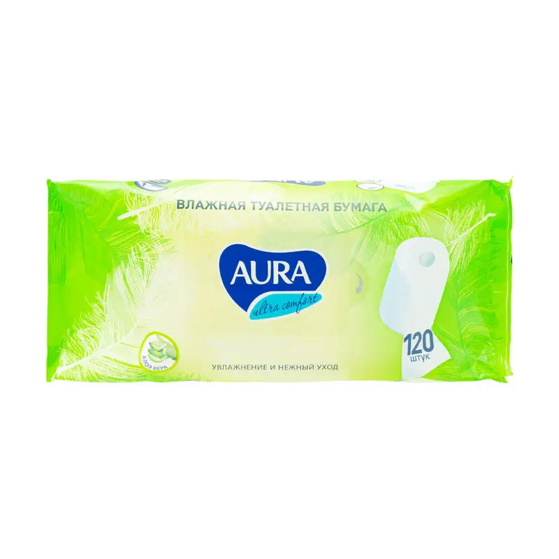 Влажная туалетная бумага "ULTRA COMFORT", AURA, 120 шт.