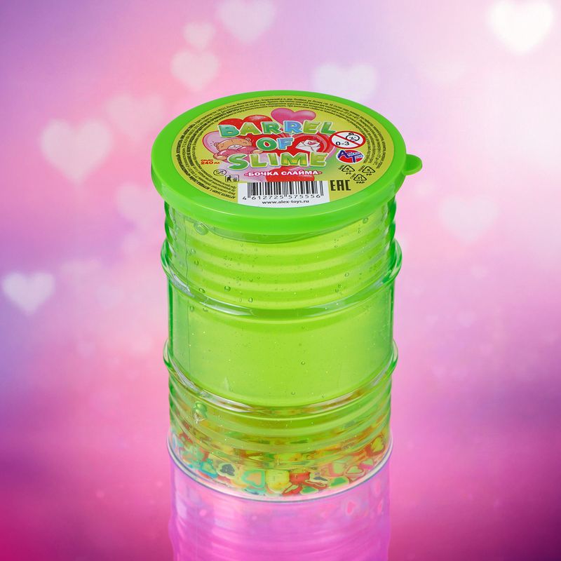 Бочка слайма "Сердечки" 240 мл, в ассортименте
