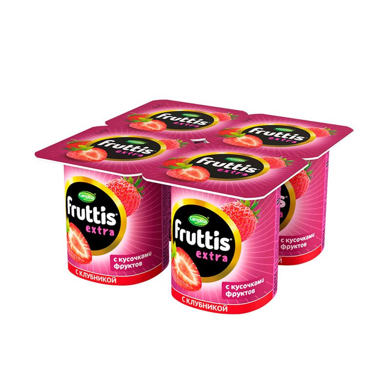 Продукт йогуртный "Fruttis Extra", клубника, 6.5%, 100 г, БЗМЖ