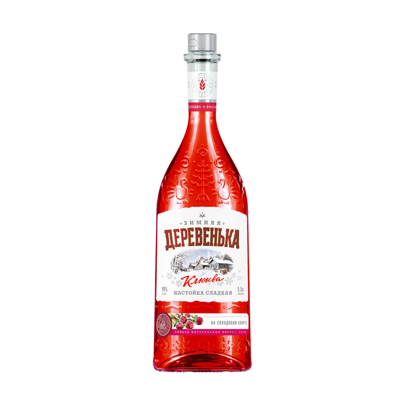 Настойка сладкая "Клюква", Зимняя деревенька, 19%, 0,5 л