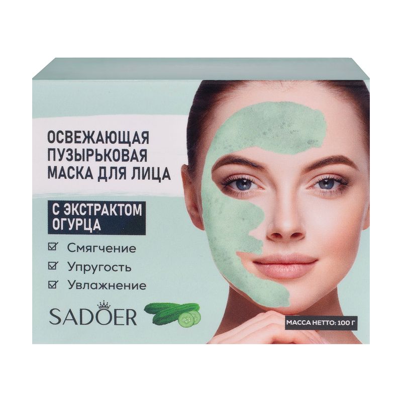 Маска для лица тонизирующая пузырьковая, SADOER, 100 г, в ассортименте