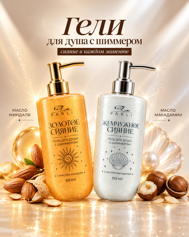 Гель для душа с шиммером, Parli Cosmetics, 515 мл, в ассортименте