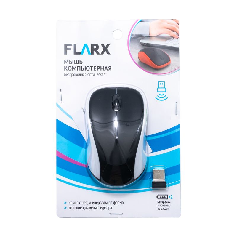 Мышь компьютерная беспроводная оптическая, Flarx, в ассортименте