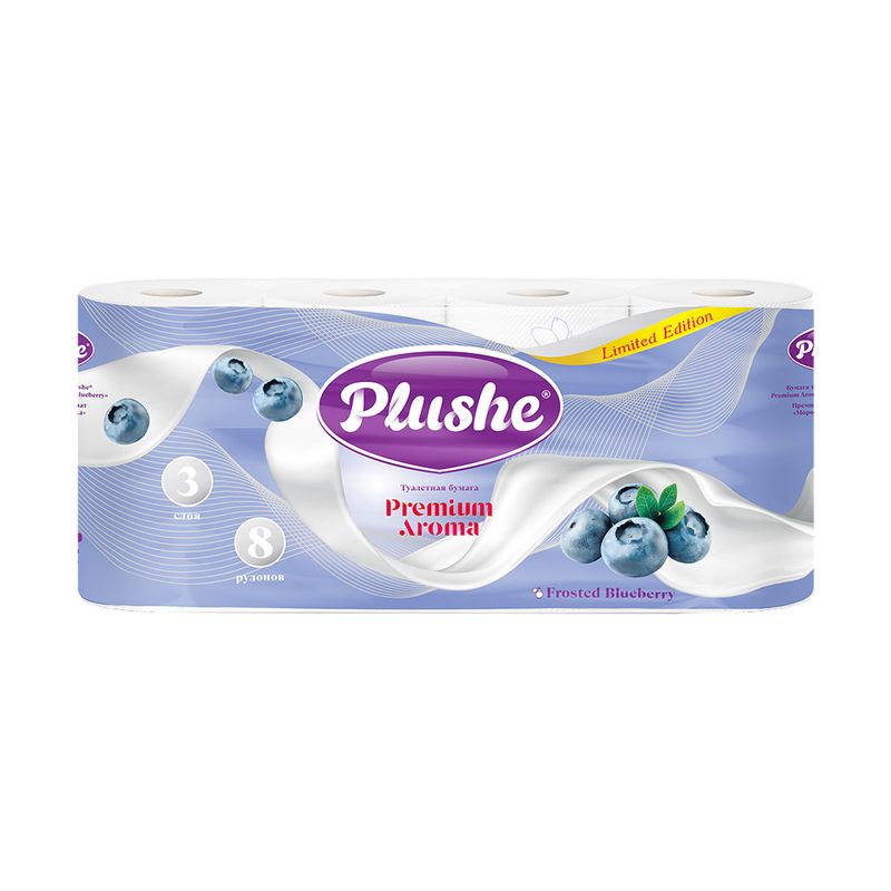 Бумага туалетная "Premium Aroma", Plushe, 3 слоя, 8 рулонов, в ассортименте