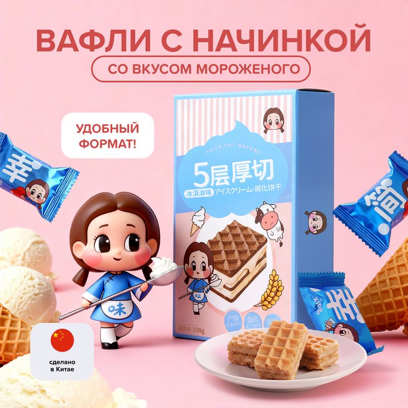 Вафли пятислойные, 108 г, в ассортименте - купить в интернет-магазине Fix Price в г. Сухой Лог по цене 149 ₽ самовывозом из магазина