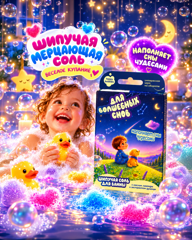 Детская соль для ванны "happy bubbles", Fito Cosmetic, 100 г, в ассортименте