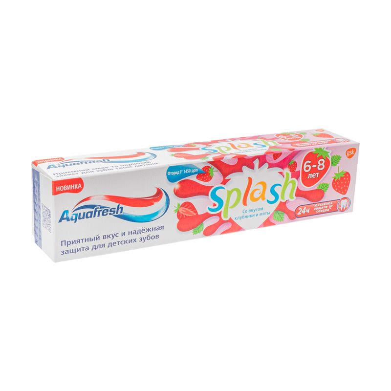 Детская зубная паста "Splash", Aquafresh, клубника и мята, 50 мл