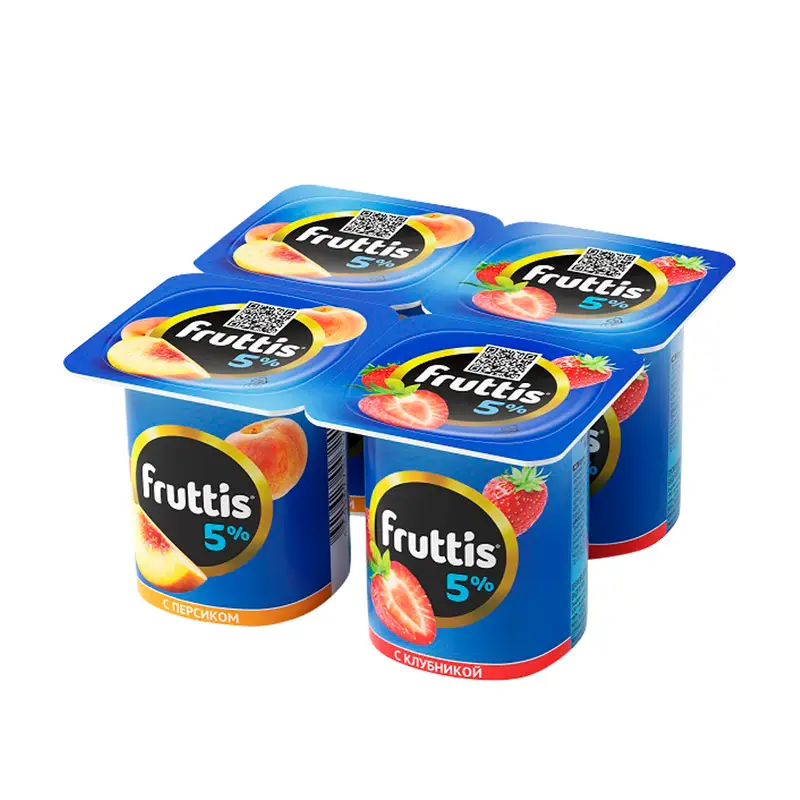 Йогуртный продукт "Fruttis", 5%, клубника/персик, 115 г