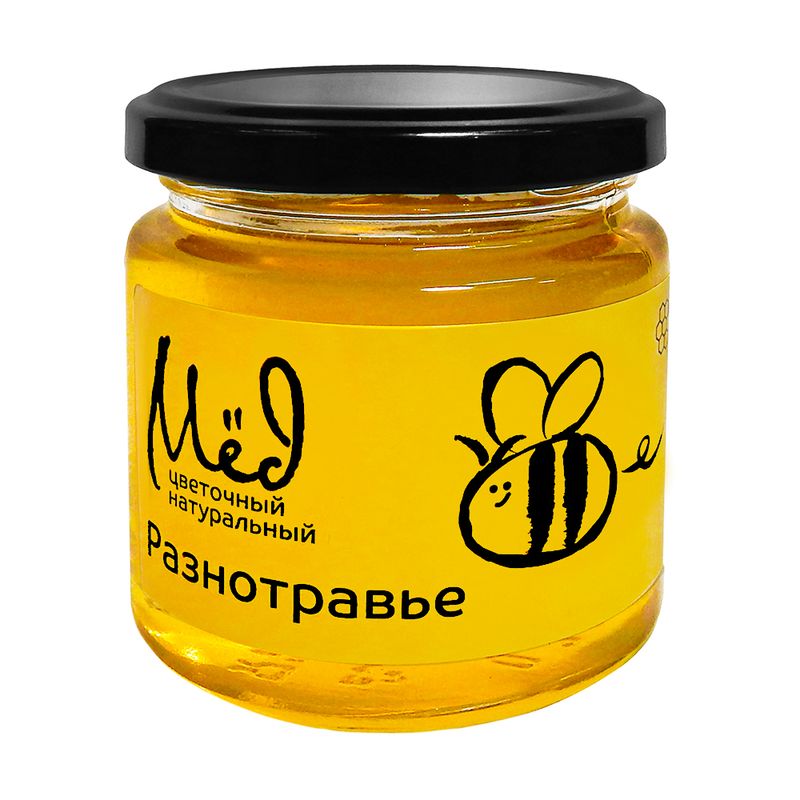 Мёд натуральный цветочный "Разнотравье", Медовая долина, 250 г