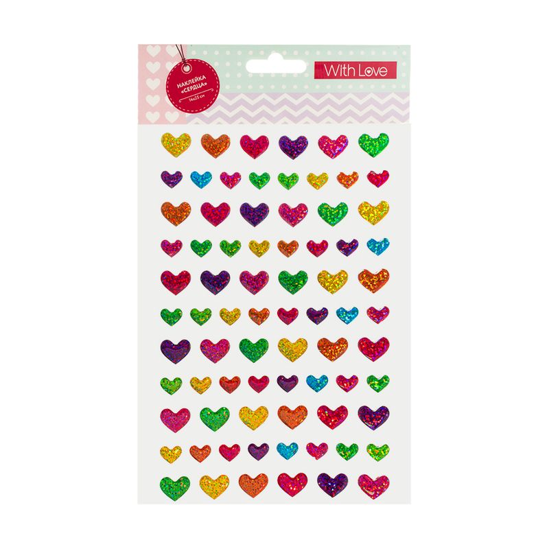 Наклейка "Сердца", With Love, 14х25 см, в ассортименте