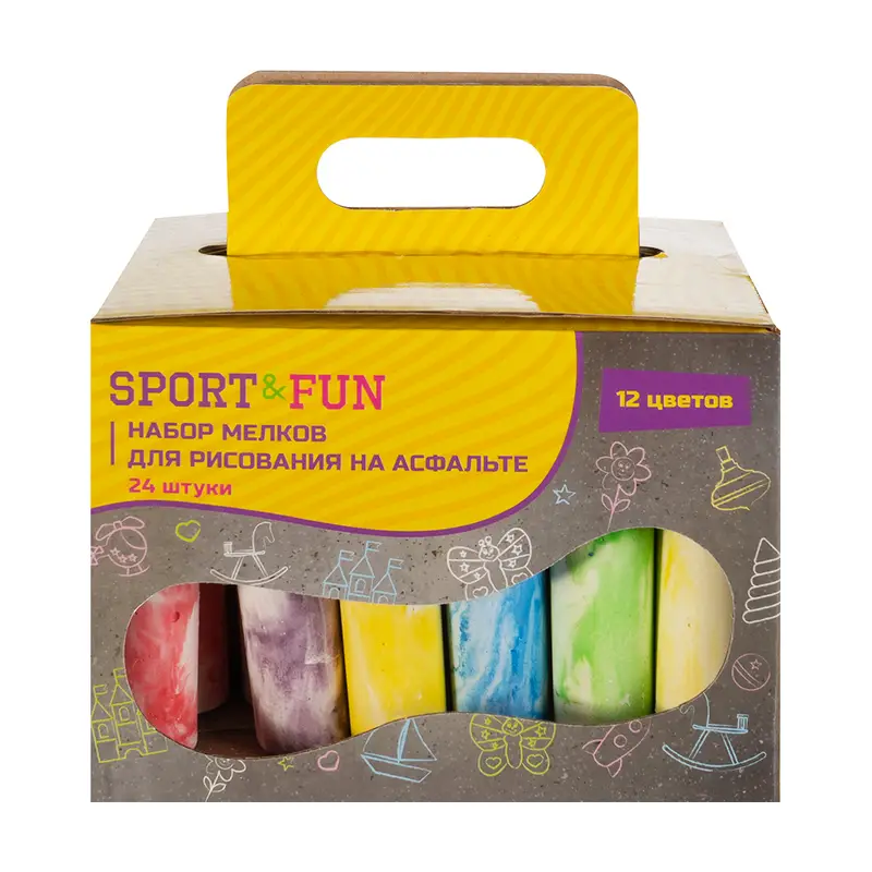 Набор мелков для рисования на асфальте, Sport&Fun, 24 шт., в ассортименте