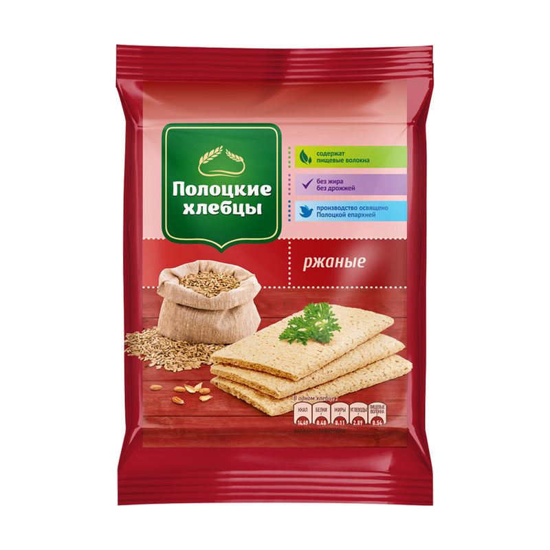 Хлебцы ржаные, Полоцкие хлебцы, 80 г