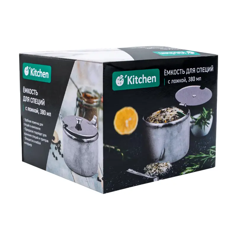 Ёмкость для специй с ложкой, O`Kitchen, 380 мл