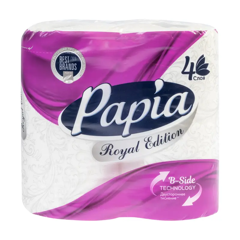 Туалетная бумага, Papia, 4 слоя, 4 рулона