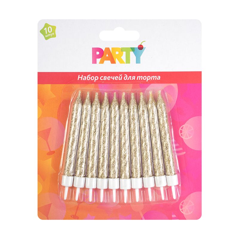 Набор свечей для торта, Party, 10 шт., в ассортименте