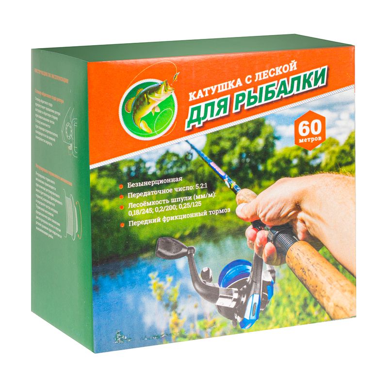 Катушка с леской для рыбалки, 60 м, в ассортименте