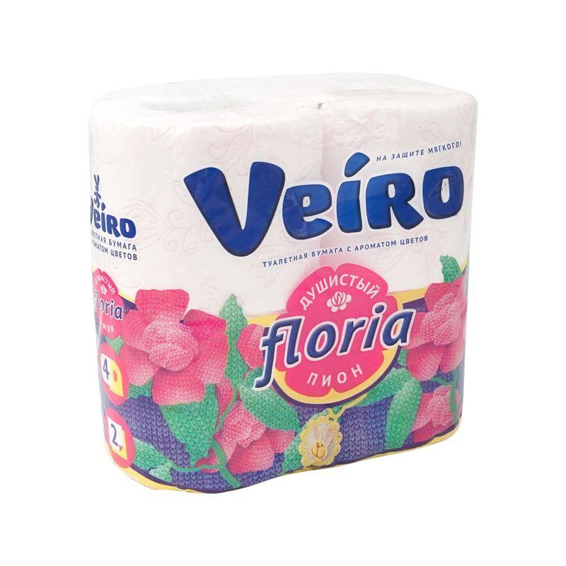 Туалетная бумага двухслойная Veiro Floria, 4 рулона