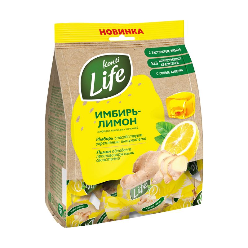 Конфеты "Konti Life", имбирь-лимон, 220 г