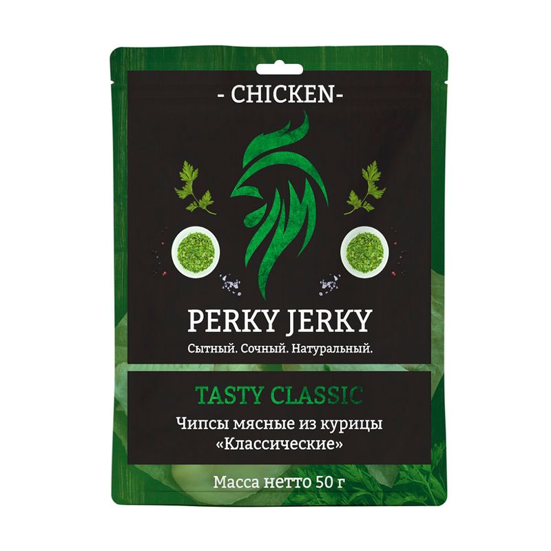 Чипсы мясные из курицы, PERKY JERKY, 50 г, в ассортименте