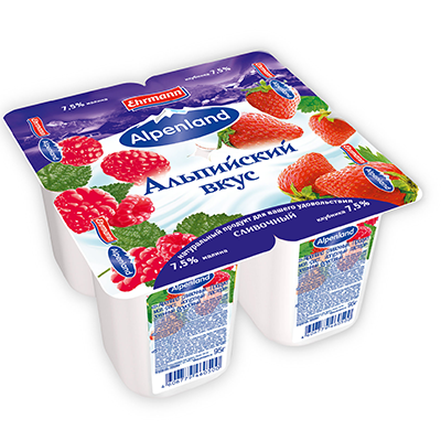 Йогурт "Alpenland. Малина-клубника", 0,3%, 95 г
