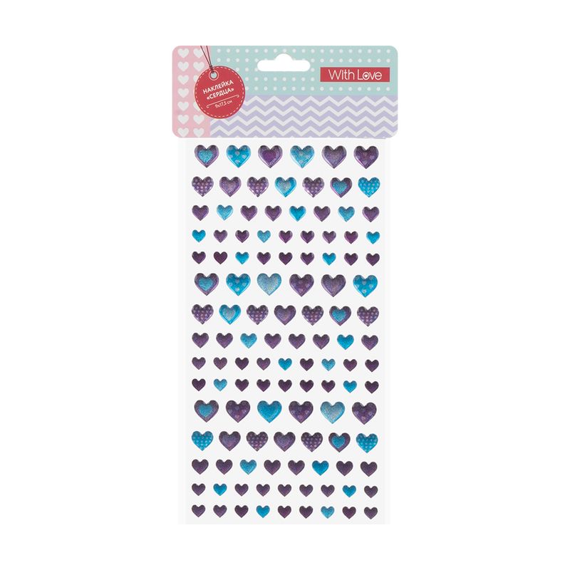 Наклейка "Сердца", With Love, 17,5х9 см, в ассортименте