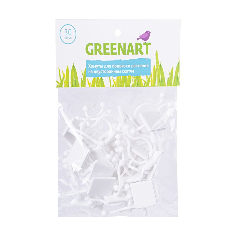 Хомуты для подвязки растений на двустороннем скотче, GreenArt, 30 шт., в ассортименте