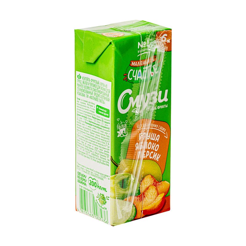 Смузи яблоко,груша, персик, от 6 лет, 200 мл