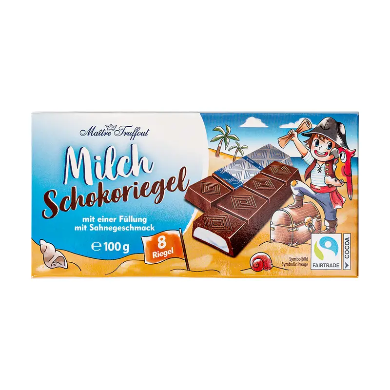 Молочный шоколад с кремовой начинкой, 8 шт., 100 г