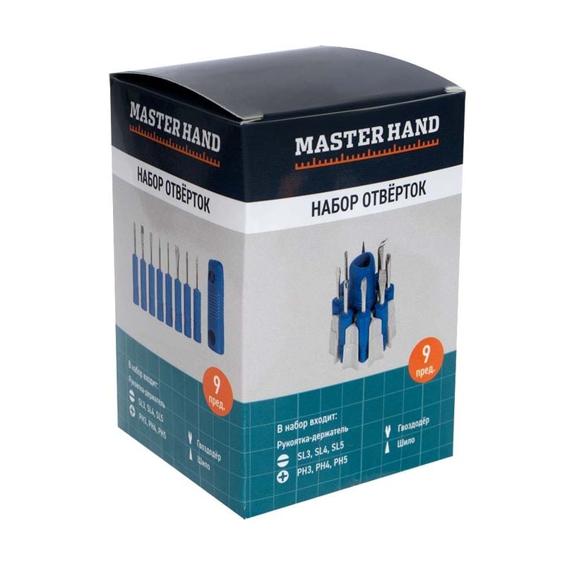 Набор отверток, Master Hand, 9 предметов, в ассортименте