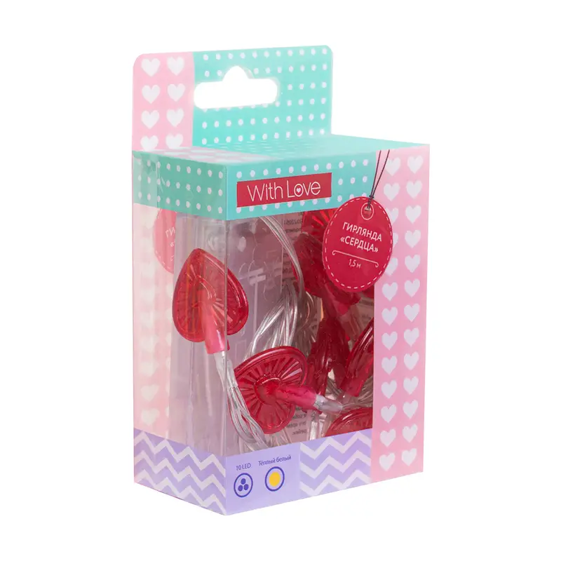 Гирлянда "Сердца", With Love, 1,5 м, в ассортименте