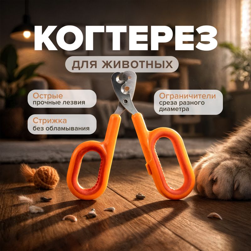 Когтерез для животных, Pet Club, 10,5х6,5 см, в ассортименте