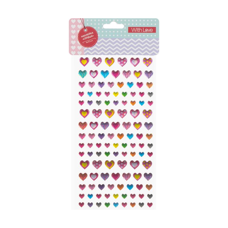 Наклейка "Сердца", With Love, 17,5х9 см, в ассортименте