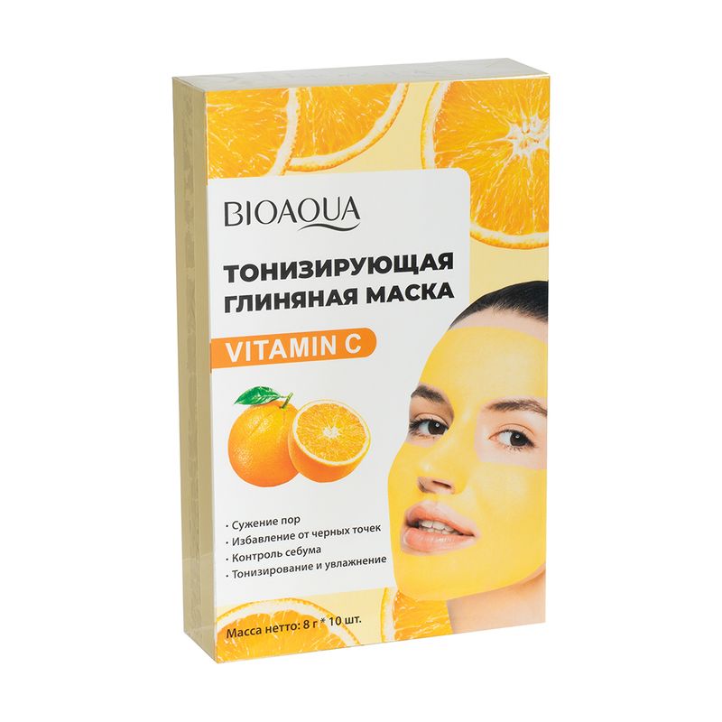 Маска тонизирующая глиняная, BIOAQUA, 10 шт. х 8 г