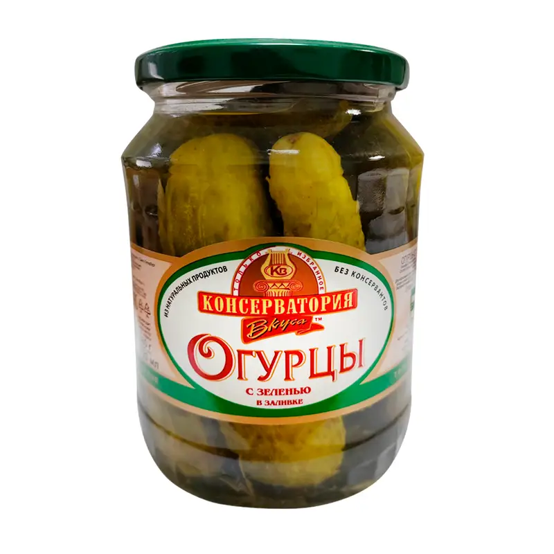 Огурцы с зеленью в заливке, Консерватория вкуса, 680 г