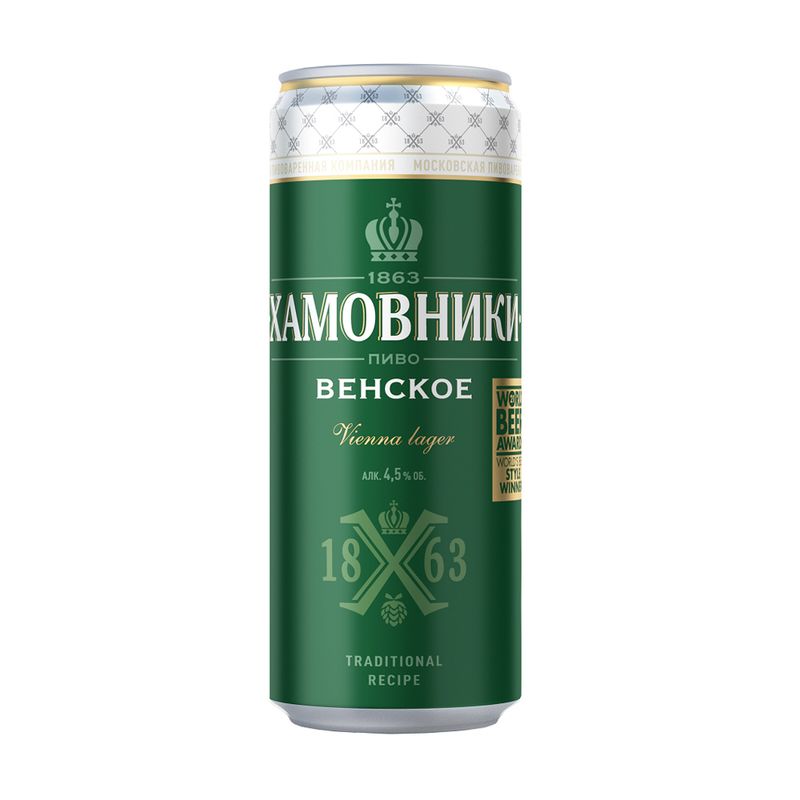 Светлое пиво "Венское", Хамовники, 4,5%, 0,33 л
