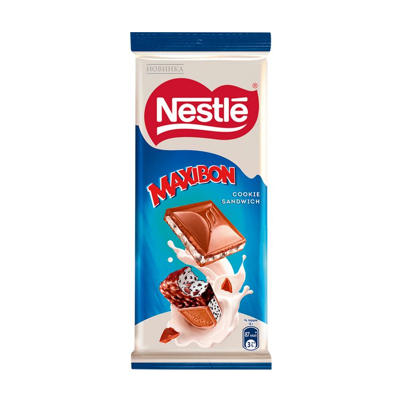 Шоколад "MAXIBON", Nestle, с печеньем, 80 г