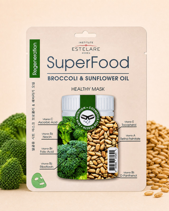 Маска для лица тканевая "SUPERFOOD", Estelare, в ассортименте